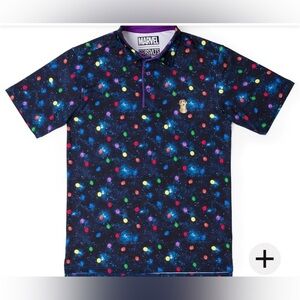 MARVEL PERFECTLY BALANCED STRAIGHT HEM POLO BLACK WITH MULTI COLOR - 3XL
